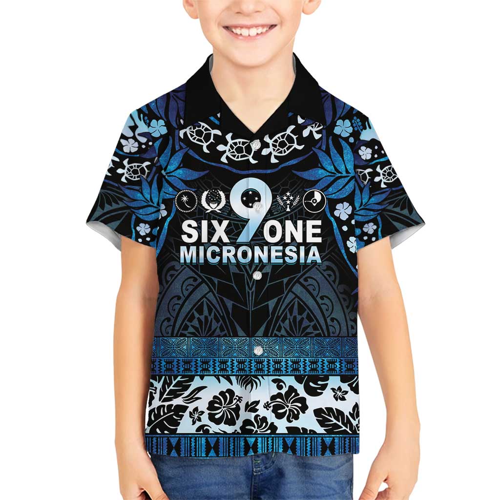 Micronesia FSM 691 Family Matching Off Shoulder Maxi Dress and Hawaiian Shirt Respect Culture LT05 Son's Shirt Blue - Polynesian Pride