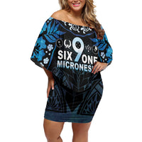 Micronesia FSM 691 Family Matching Off Shoulder Short Dress and Hawaiian Shirt Respect Culture LT05 Mom's Dress Blue - Polynesian Pride