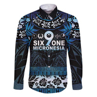 Micronesia FSM 691 Family Matching Short Sleeve Bodycon Dress and Hawaiian Shirt Respect Culture LT05 Dad's Shirt - Long Sleeve Blue - Polynesian Pride