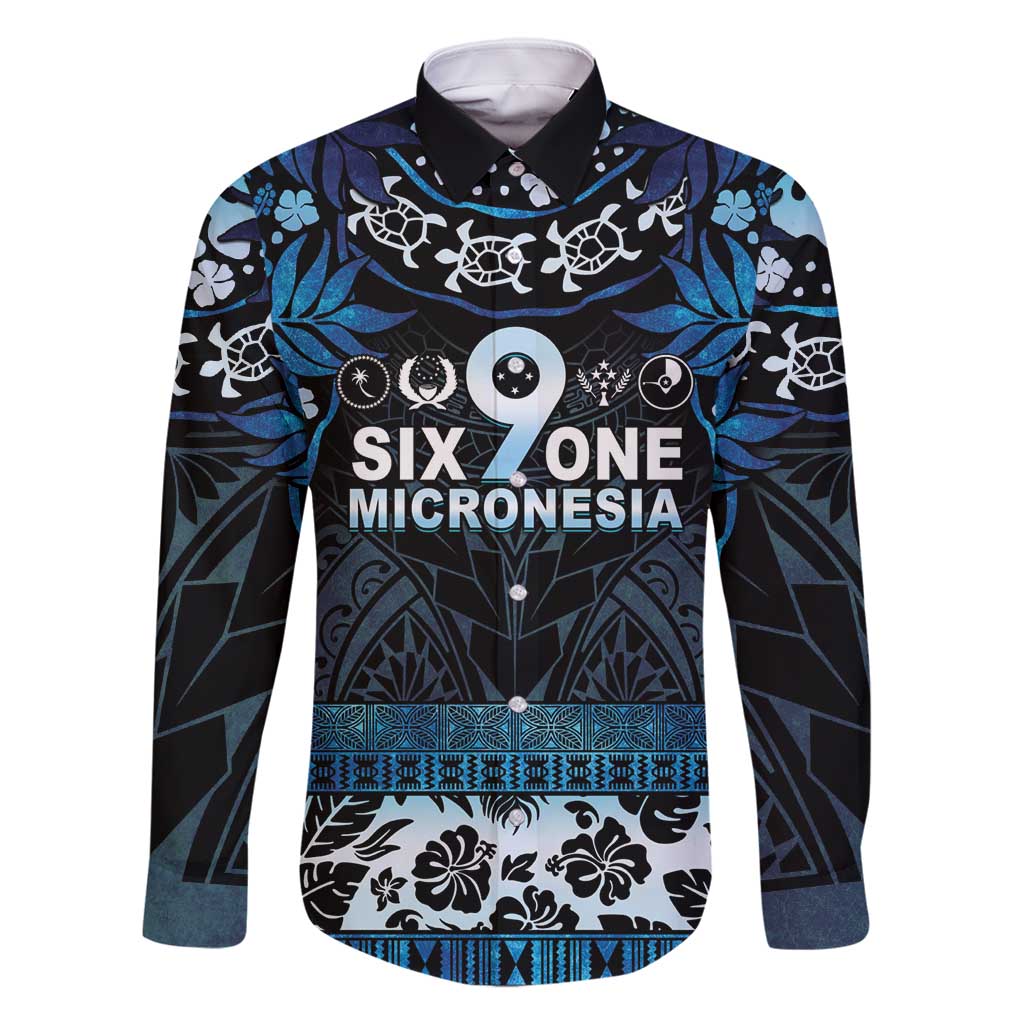 Micronesia FSM 691 Family Matching Summer Maxi Dress and Hawaiian Shirt Respect Culture LT05 Dad's Shirt - Long Sleeve Blue - Polynesian Pride