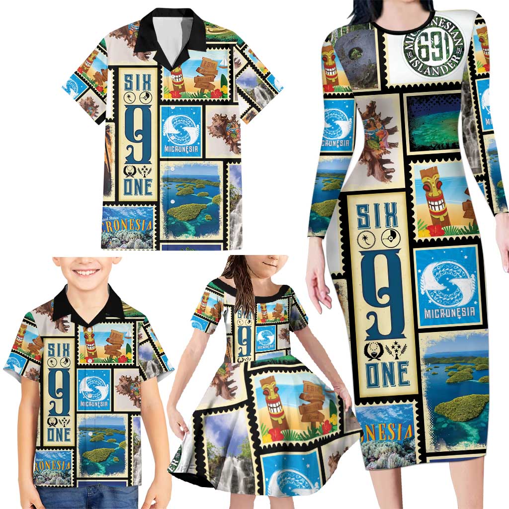 FSM Micronesia Culture Family Matching Long Sleeve Bodycon Dress and Hawaiian Shirt LT05 - Polynesian Pride