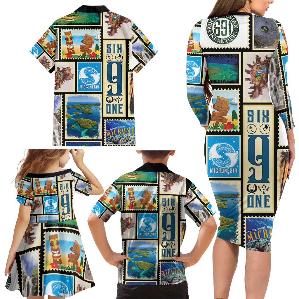 FSM Micronesia Culture Family Matching Long Sleeve Bodycon Dress and Hawaiian Shirt LT05 - Polynesian Pride