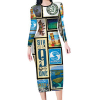 FSM Micronesia Culture Family Matching Long Sleeve Bodycon Dress and Hawaiian Shirt LT05 Mom's Dress Colorful - Polynesian Pride