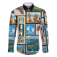FSM Micronesia Culture Family Matching Off The Shoulder Long Sleeve Dress and Hawaiian Shirt LT05 Dad's Shirt - Long Sleeve Colorful - Polynesian Pride