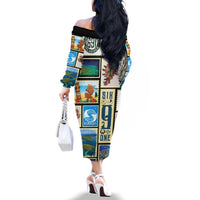 FSM Micronesia Culture Family Matching Off The Shoulder Long Sleeve Dress and Hawaiian Shirt LT05 - Polynesian Pride