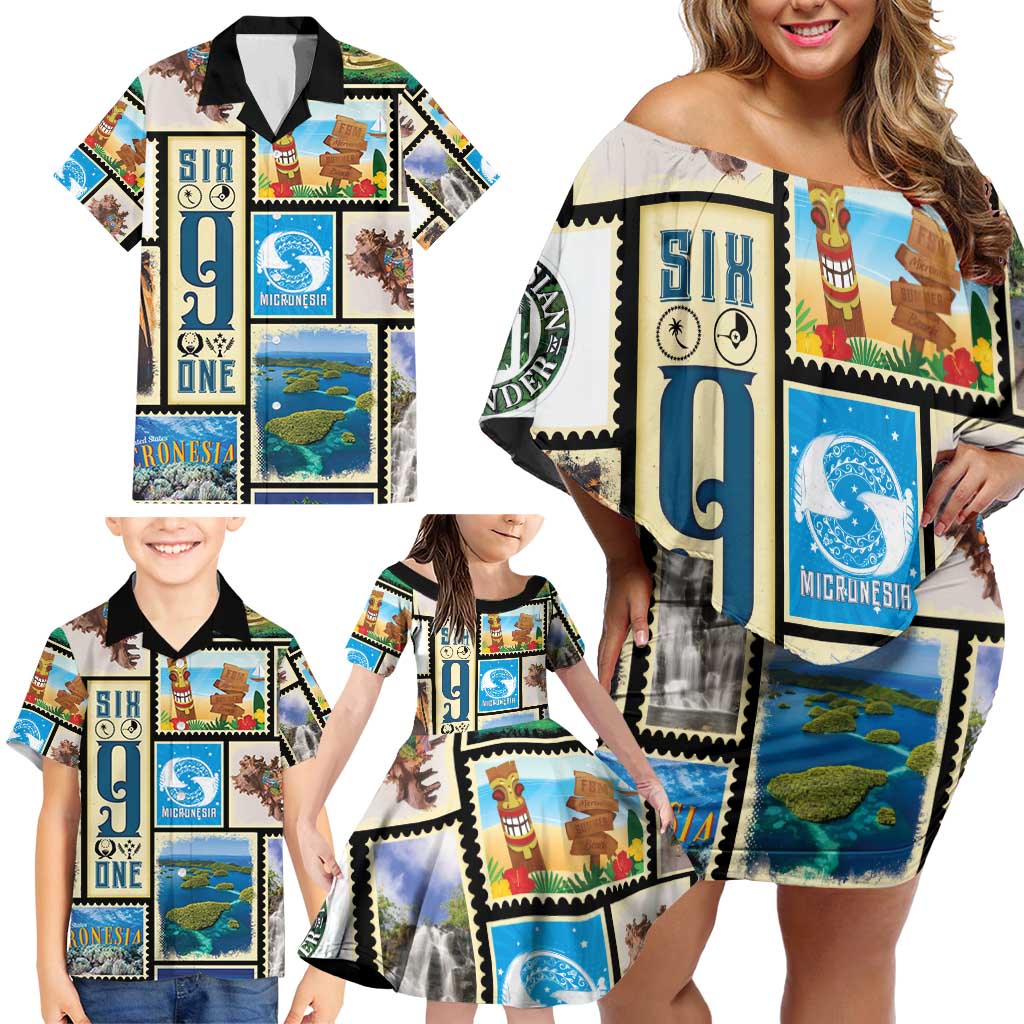 FSM Micronesia Culture Family Matching Off Shoulder Short Dress and Hawaiian Shirt LT05 - Polynesian Pride