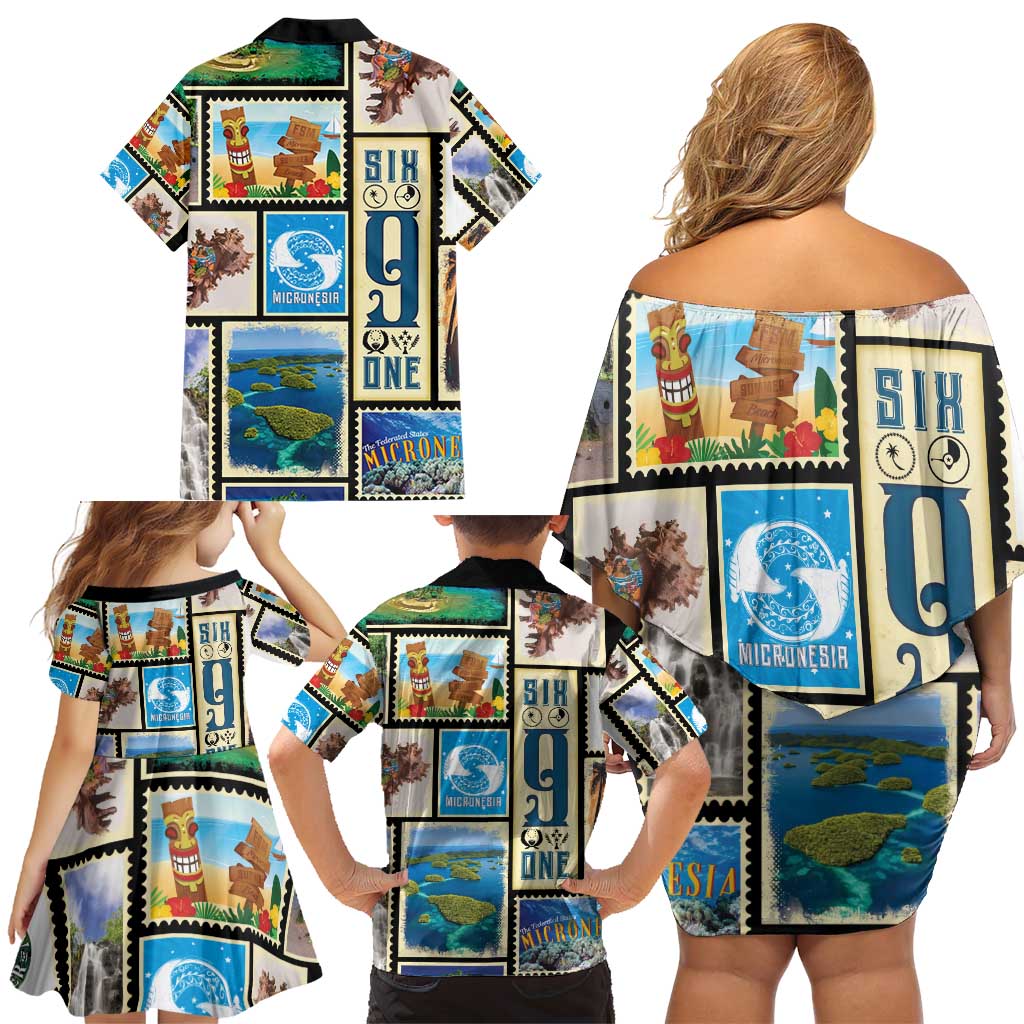 FSM Micronesia Culture Family Matching Off Shoulder Short Dress and Hawaiian Shirt LT05 - Polynesian Pride
