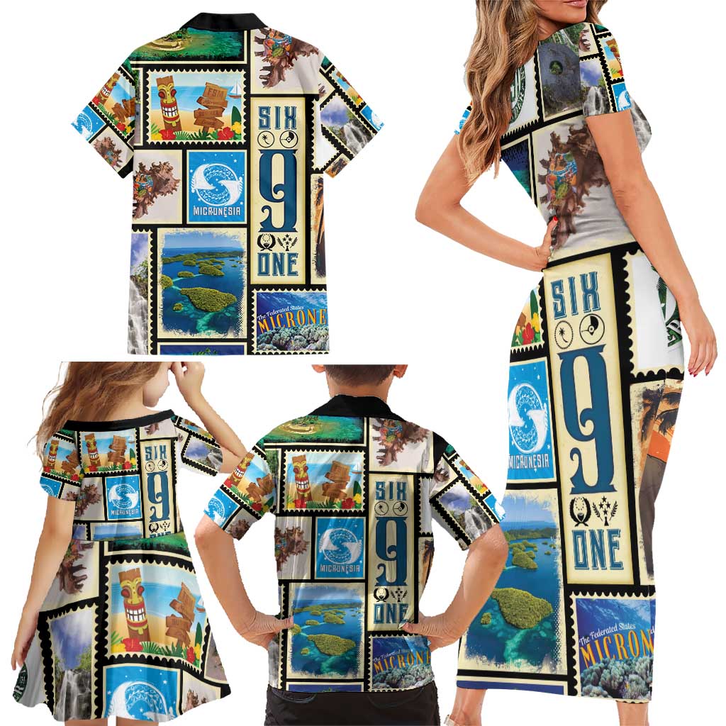 FSM Micronesia Culture Family Matching Short Sleeve Bodycon Dress and Hawaiian Shirt LT05 - Polynesian Pride