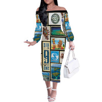 FSM Micronesia Culture Off The Shoulder Long Sleeve Dress LT05 Women Colorful - Polynesian Pride