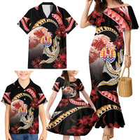 Personalised French Polynesia Victory Day Family Matching Mermaid Dress and Hawaiian Shirt Polynesian Pattern Plumeria LT05 - Polynesian Pride