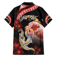 Personalised French Polynesia Victory Day Family Matching Off Shoulder Short Dress and Hawaiian Shirt Polynesian Pattern Plumeria LT05 - Polynesian Pride