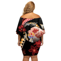 Personalised French Polynesia Victory Day Family Matching Off Shoulder Short Dress and Hawaiian Shirt Polynesian Pattern Plumeria LT05 - Polynesian Pride