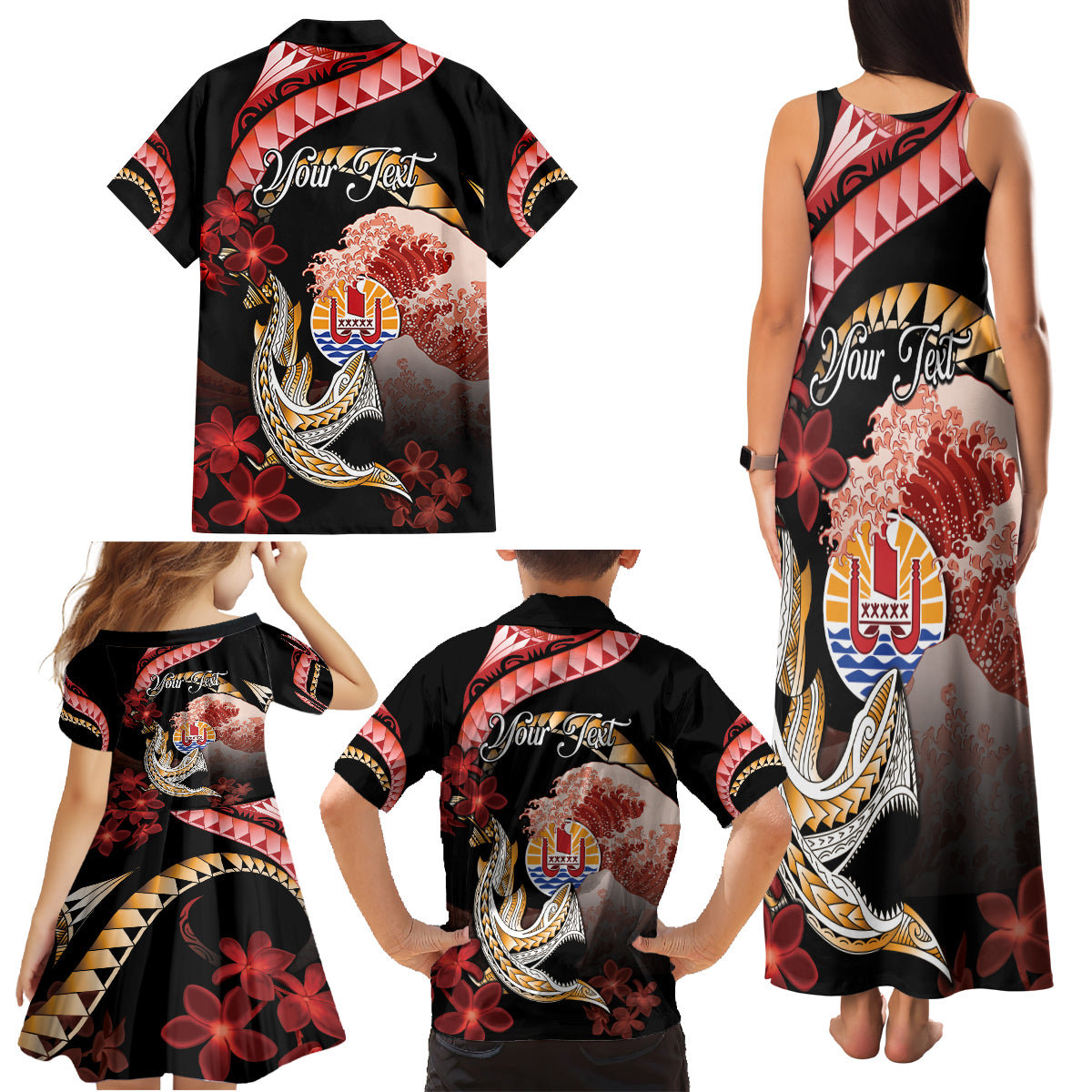 Personalised French Polynesia Victory Day Family Matching Tank Maxi Dress and Hawaiian Shirt Polynesian Pattern Plumeria LT05 - Polynesian Pride