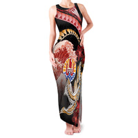 Personalised French Polynesia Victory Day Family Matching Tank Maxi Dress and Hawaiian Shirt Polynesian Pattern Plumeria LT05 Mom's Dress Black - Polynesian Pride