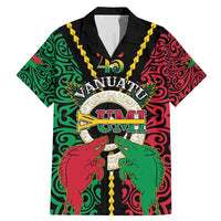 Vanuatu 45th Independence Day Family Matching Mermaid Dress and Hawaiian Shirt Long God Yumi Stanap Wild Boar LT05 Dad's Shirt - Short Sleeve Black - Polynesian Pride