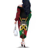 Vanuatu 45th Independence Day Family Matching Off The Shoulder Long Sleeve Dress and Hawaiian Shirt Long God Yumi Stanap Wild Boar LT05 - Polynesian Pride