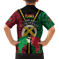 Vanuatu 45th Independence Day Family Matching Off Shoulder Maxi Dress and Hawaiian Shirt Long God Yumi Stanap Wild Boar LT05 - Polynesian Pride
