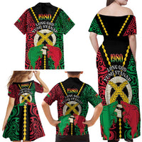 Vanuatu 45th Independence Day Family Matching Off Shoulder Maxi Dress and Hawaiian Shirt Long God Yumi Stanap Wild Boar LT05 - Polynesian Pride