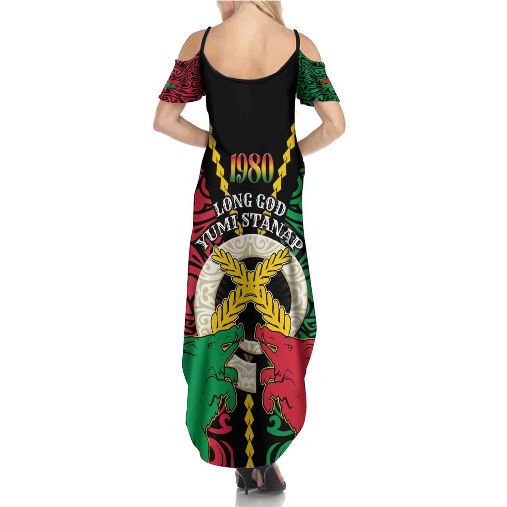 Vanuatu 45th Independence Day Family Matching Summer Maxi Dress and Hawaiian Shirt Long God Yumi Stanap Wild Boar LT05 - Polynesian Pride