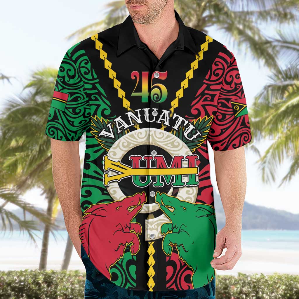 Vanuatu 45th Independence Day Hawaiian Shirt Long God Yumi Stanap Wild Boar LT05