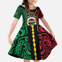 Vanuatu 45th Independence Day Kid Short Sleeve Dress Long God Yumi Stanap Wild Boar LT05
