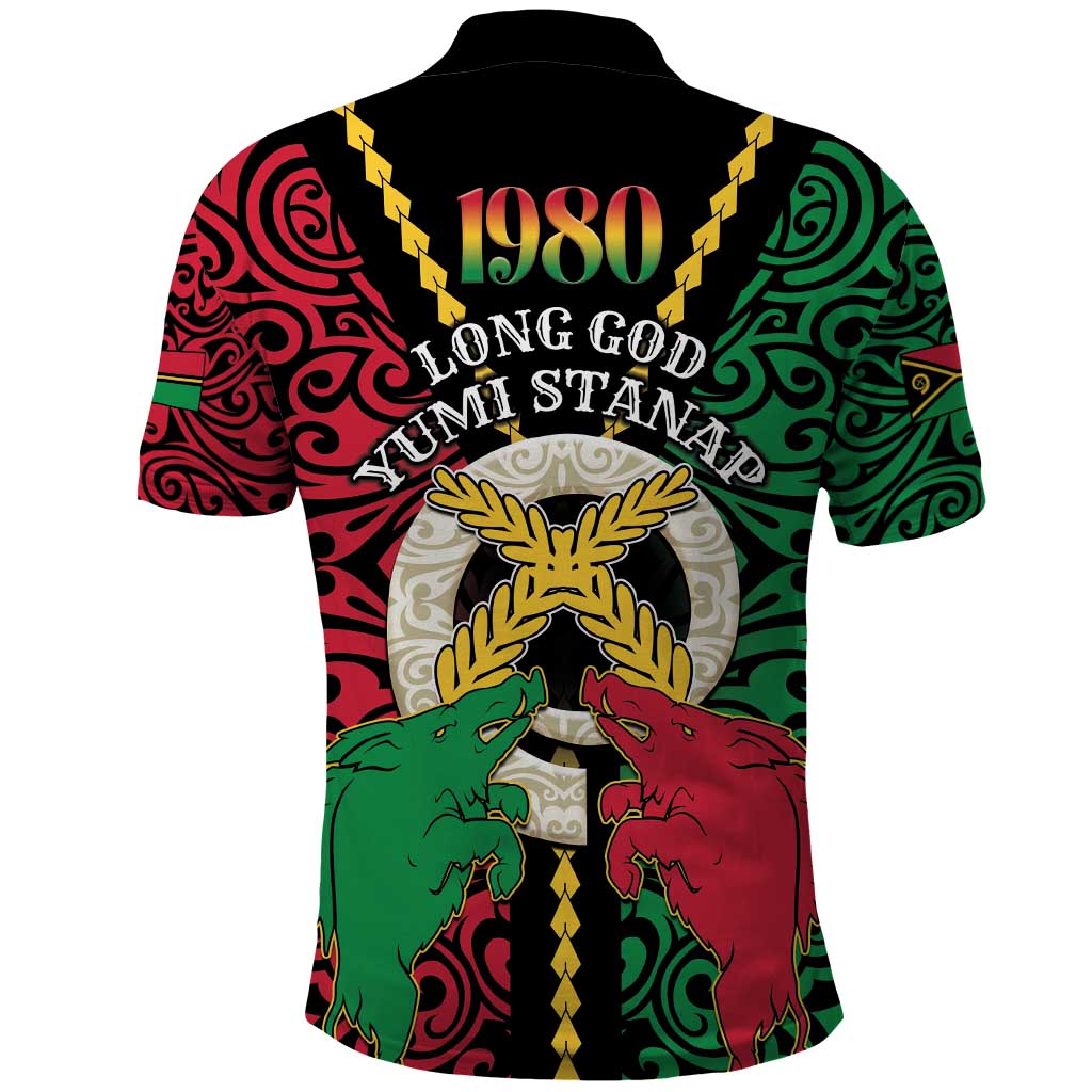 Vanuatu 45th Independence Day Polo Shirt Long God Yumi Stanap Wild Boar LT05