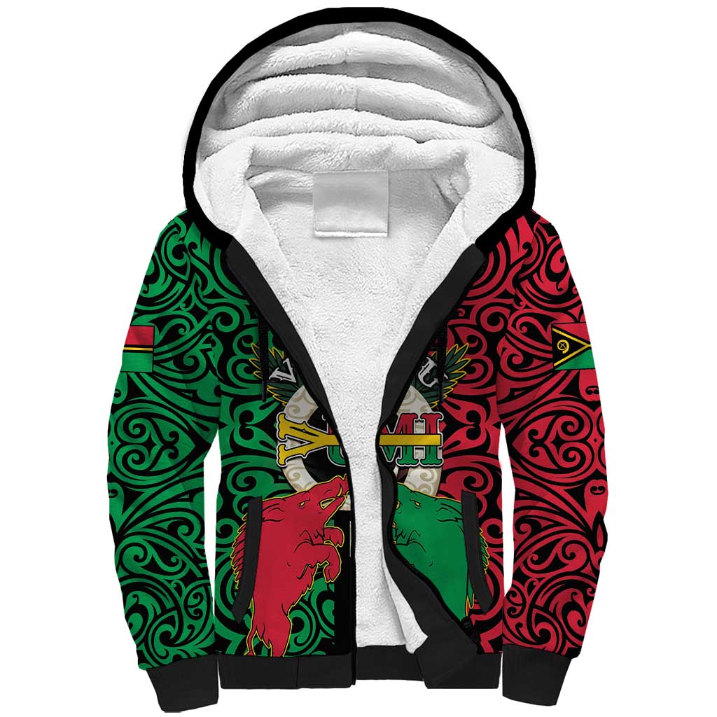 Vanuatu 45th Independence Day Sherpa Hoodie Long God Yumi Stanap Wild Boar LT05