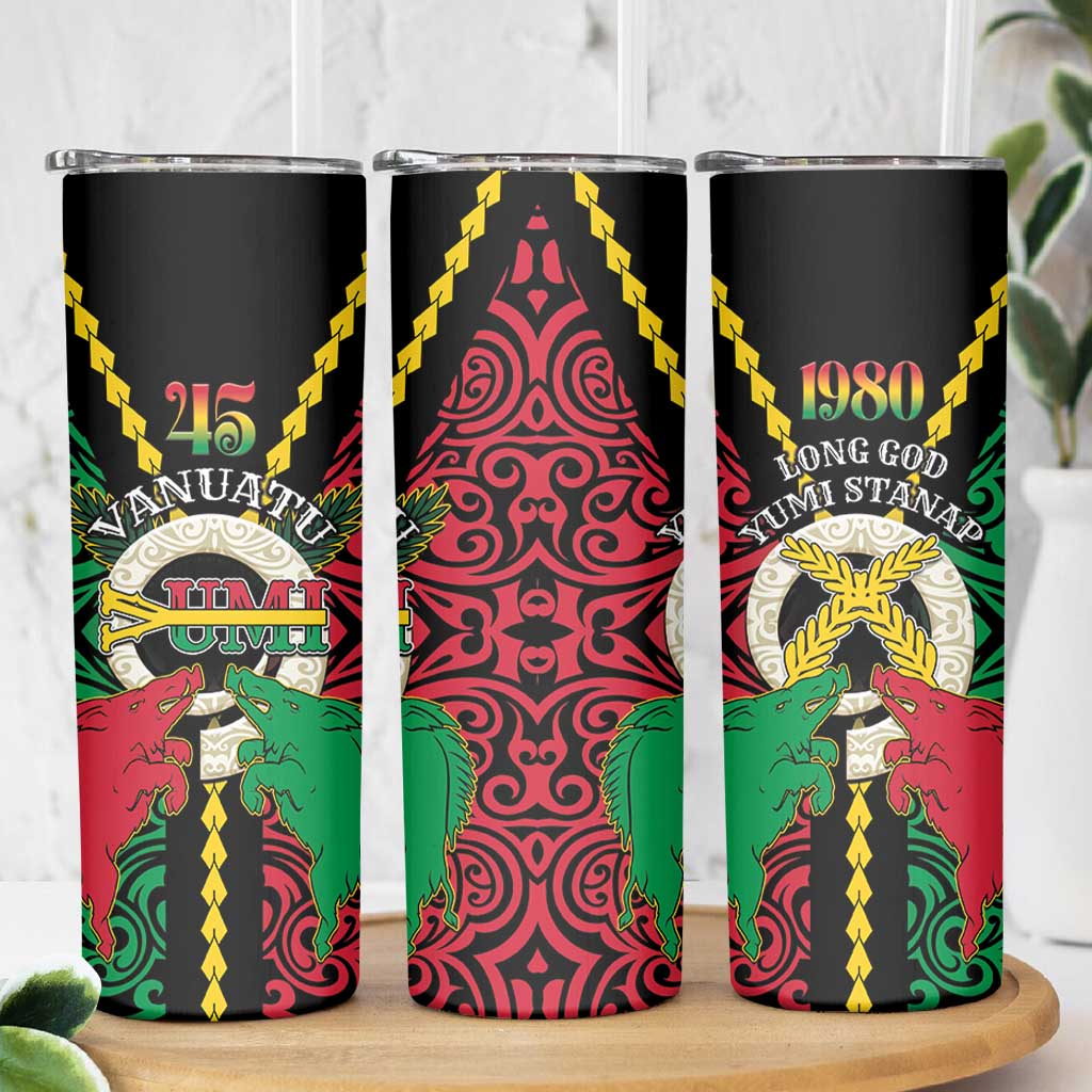 Vanuatu 45th Independence Day Skinny Tumbler Long God Yumi Stanap Wild Boar LT05 - Polynesian Pride