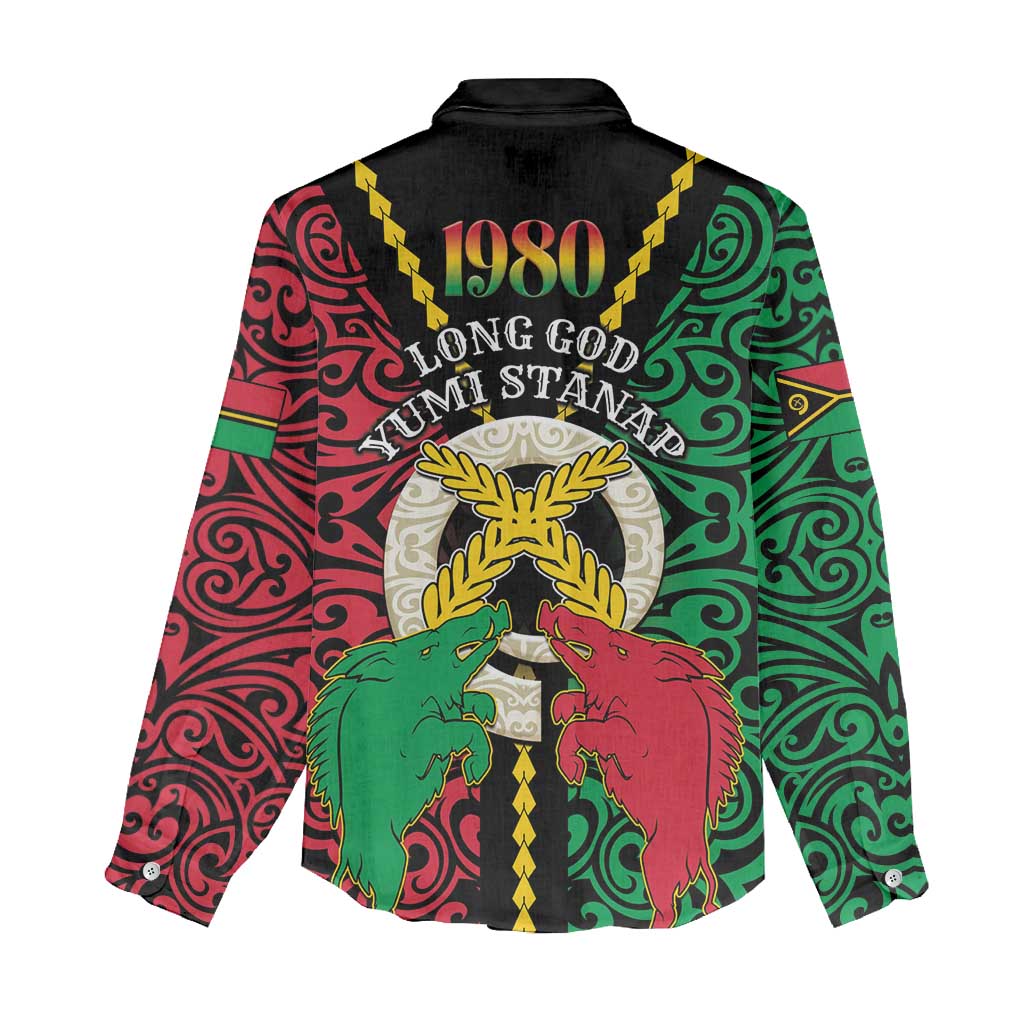 Vanuatu 45th Independence Day Women Casual Shirt Long God Yumi Stanap Wild Boar LT05