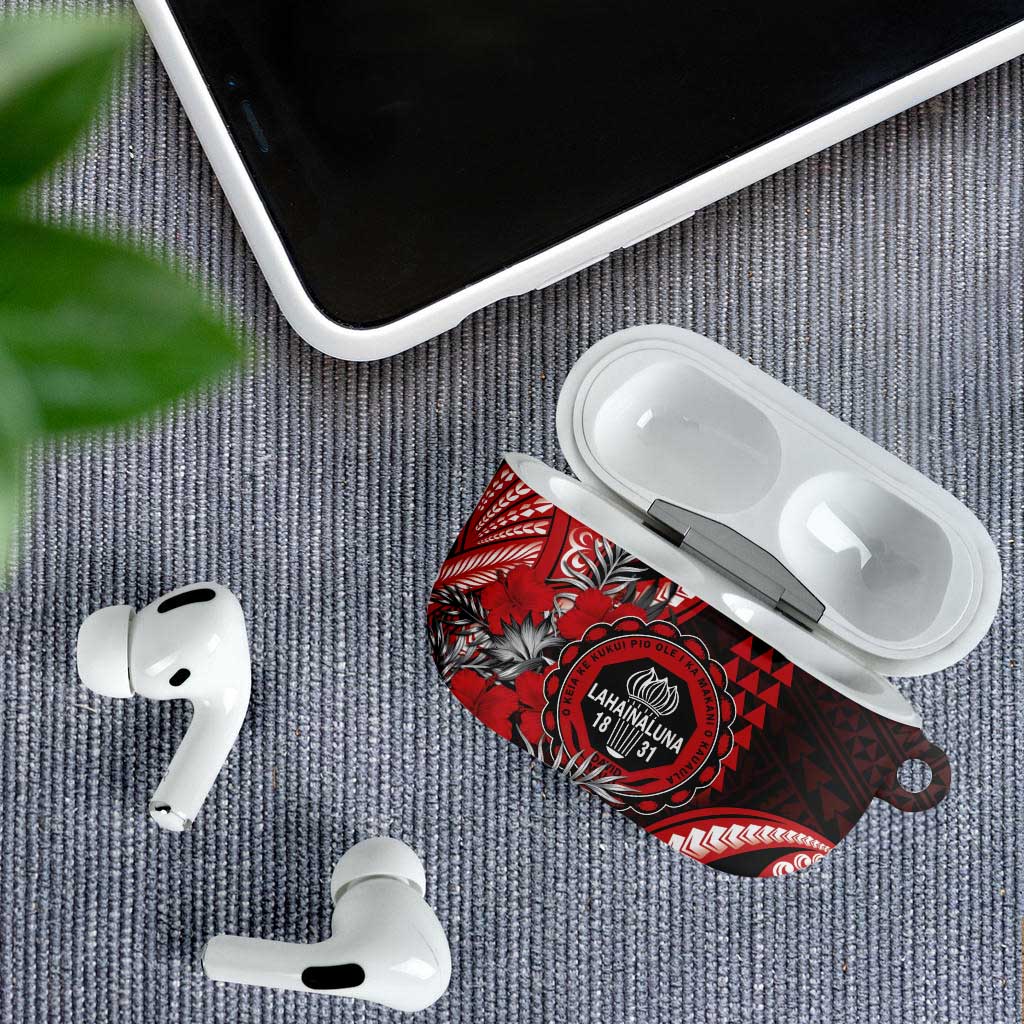 Hawaii Lahainaluna High School AirPods Case Tribal Tattoo With Hibiscus Flowers LT05 - Polynesian Pride