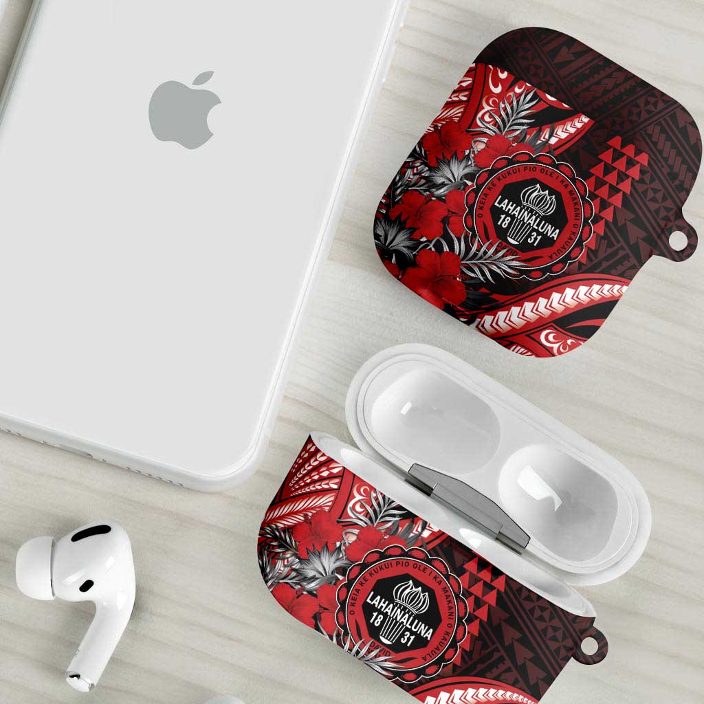 Hawaii Lahainaluna High School AirPods Case Tribal Tattoo With Hibiscus Flowers LT05 - Polynesian Pride