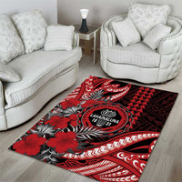 Hawaii Lahainaluna High School Area Rug Tribal Tattoo With Hibiscus Flowers
