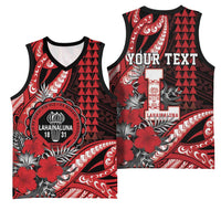 Personalized Hawaii Lahainaluna High School Basketball Jersey Tribal Tattoo With Hibiscus Flowers LT05 - Polynesian Pride