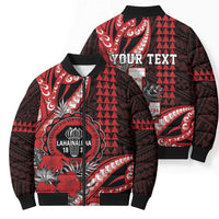 Personalized Hawaii Lahainaluna High School Bomber Puffer Jacket Tribal Tattoo With Hibiscus Flowers