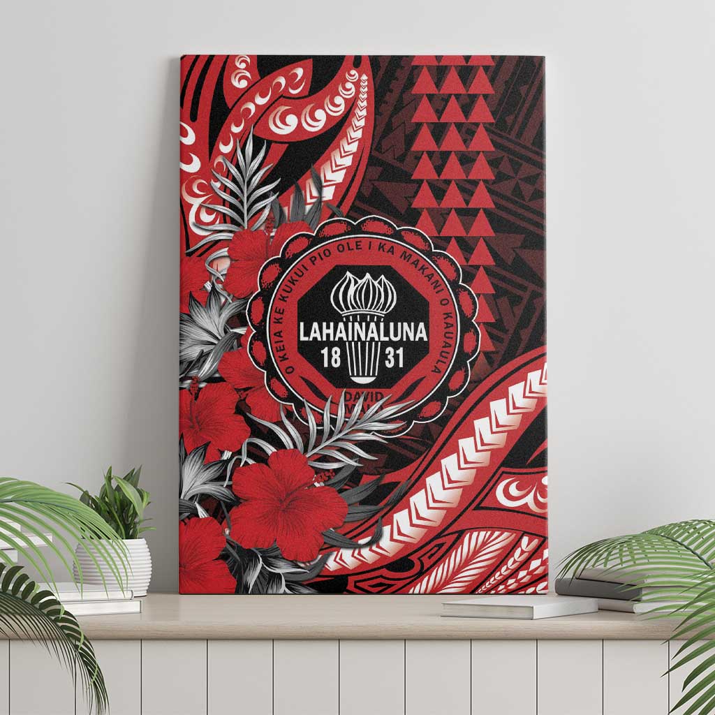 Hawaii Lahainaluna High School Canvas Wall Art Tribal Tattoo With Hibiscus Flowers