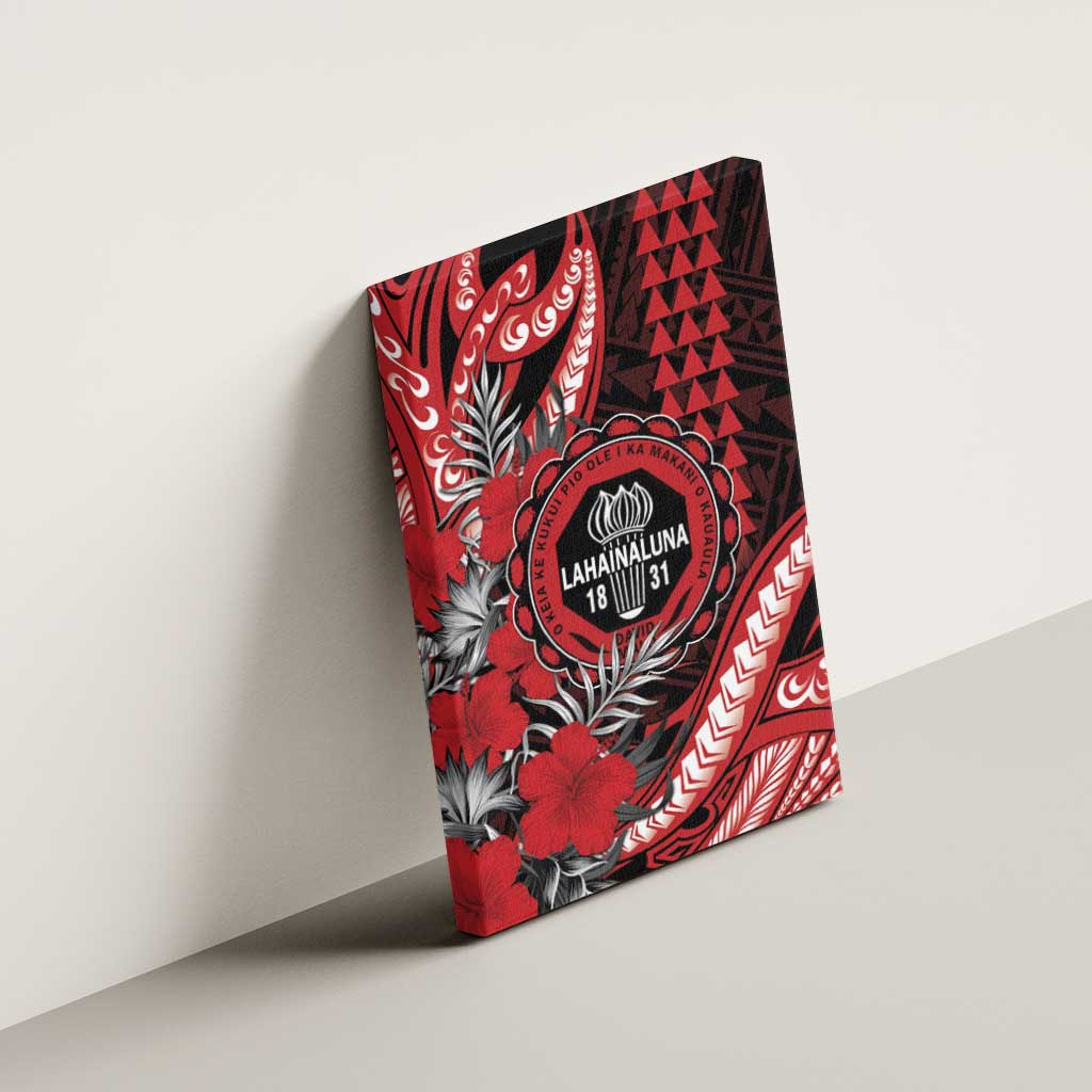 Hawaii Lahainaluna High School Canvas Wall Art Tribal Tattoo With Hibiscus Flowers