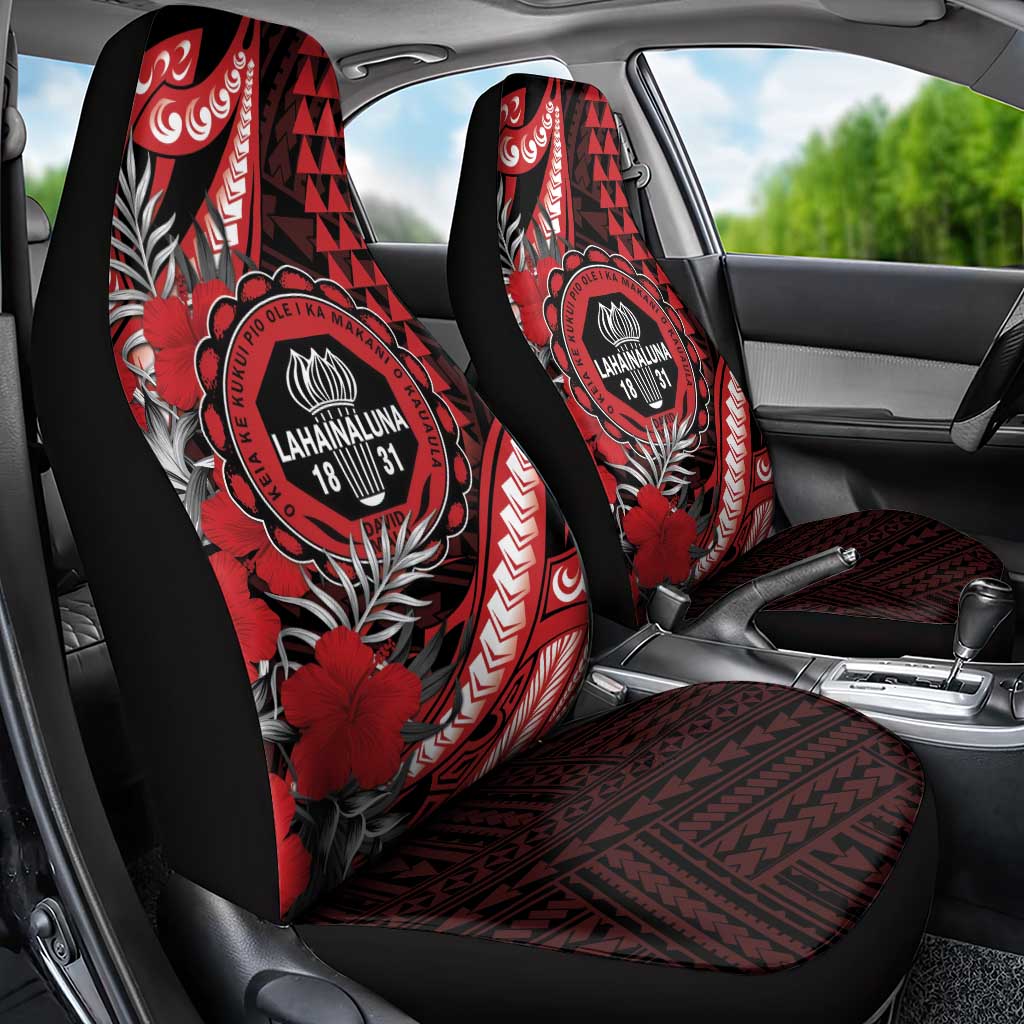 Hawaii Lahainaluna High School Car Seat Cover Tribal Tattoo With Hibiscus Flowers LT05 - Polynesian Pride