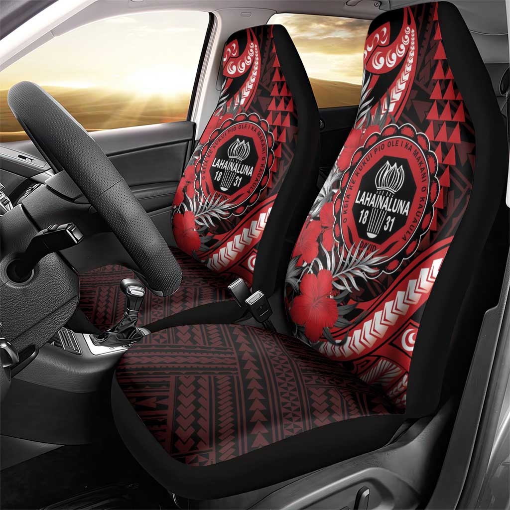 Hawaii Lahainaluna High School Car Seat Cover Tribal Tattoo With Hibiscus Flowers LT05 - Polynesian Pride