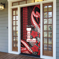 Personalized Hawaii Lahainaluna High School Door Cover Tribal Tattoo With Hibiscus Flowers LT05 - Polynesian Pride