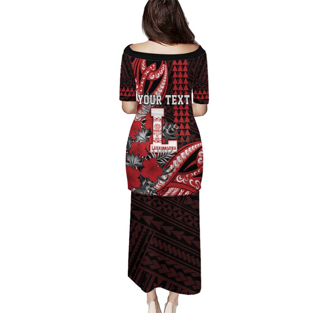 Personalized Hawaii Lahainaluna High School Family Matching Puletasi and Hawaiian Shirt Tribal Tattoo With Hibiscus Flowers LT05 - Polynesian Pride