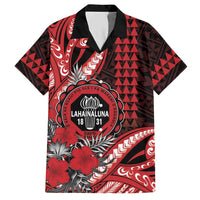 Personalized Hawaii Lahainaluna High School Hawaiian Shirt Tribal Tattoo With Hibiscus Flowers LT05 Red - Polynesian Pride