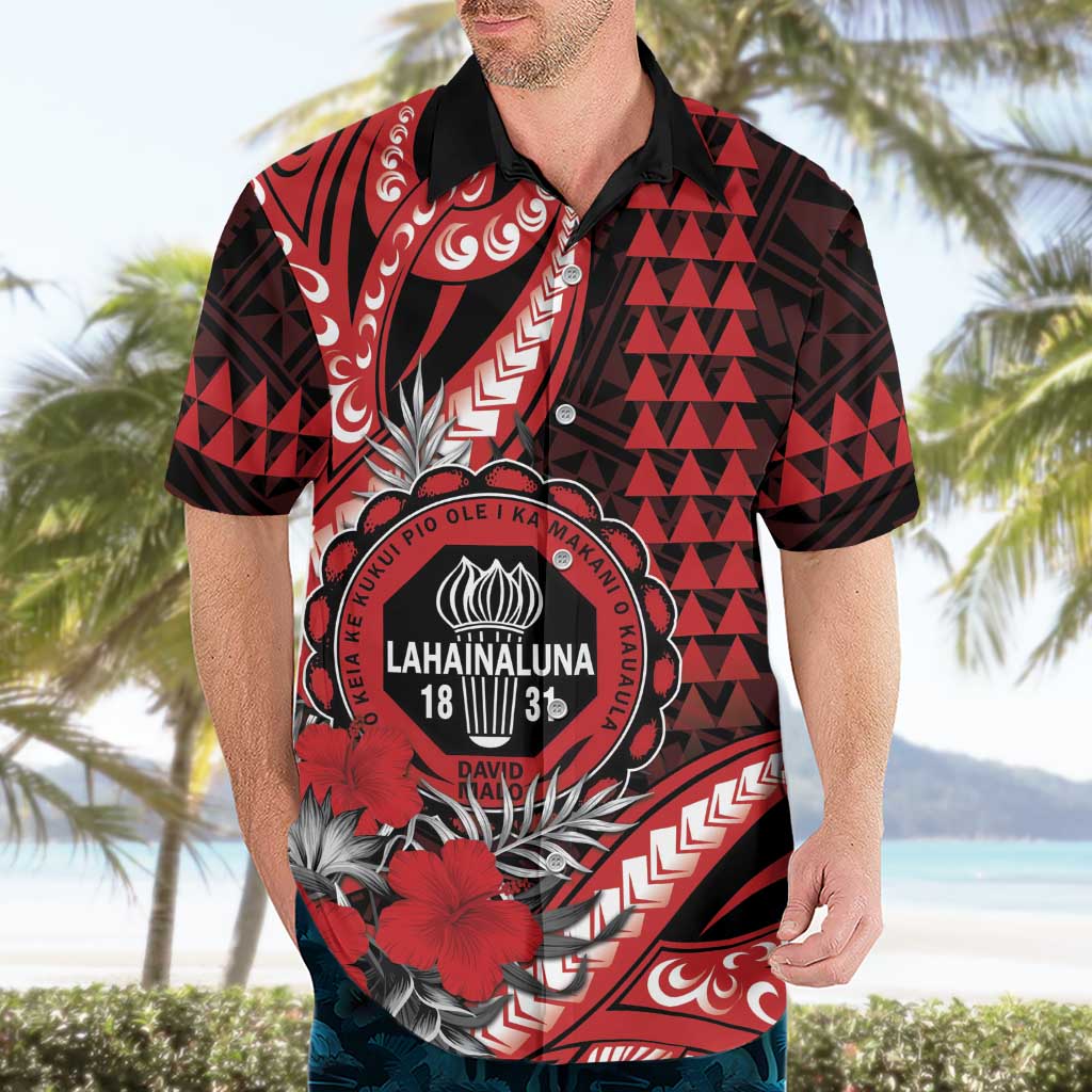 Personalized Hawaii Lahainaluna High School Hawaiian Shirt Tribal Tattoo With Hibiscus Flowers LT05 - Polynesian Pride