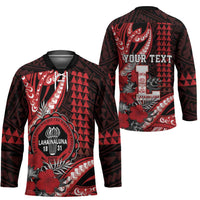 Personalized Hawaii Lahainaluna High School Hockey Jersey Tribal Tattoo With Hibiscus Flowers LT05 - Polynesian Pride