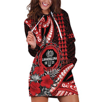 Personalized Hawaii Lahainaluna High School Hoodie Dress Tribal Tattoo With Hibiscus Flowers LT05 Red - Polynesian Pride