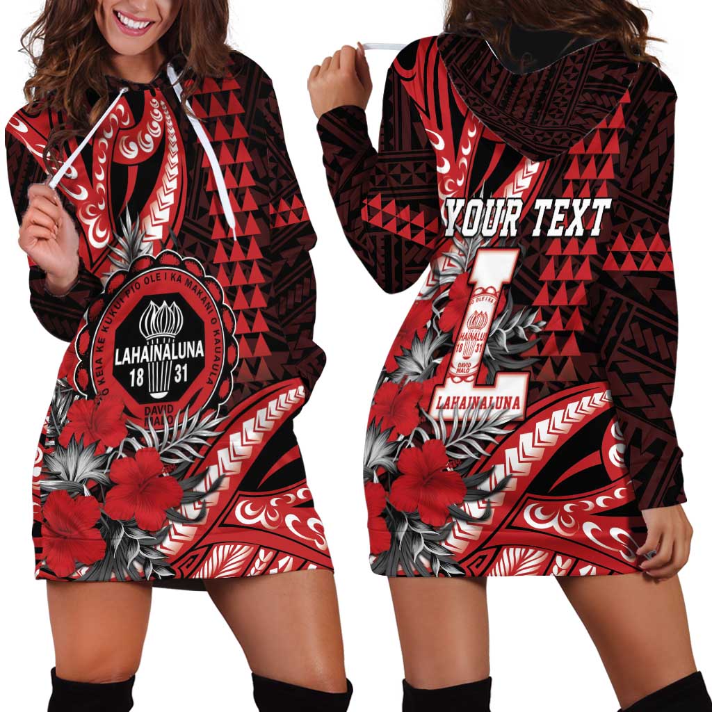 Personalized Hawaii Lahainaluna High School Hoodie Dress Tribal Tattoo With Hibiscus Flowers LT05 - Polynesian Pride