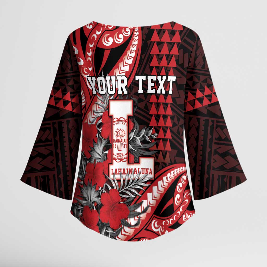 Personalized Hawaii Lahainaluna High School Kimono Sleeve Blouse Tribal Tattoo With Hibiscus Flowers