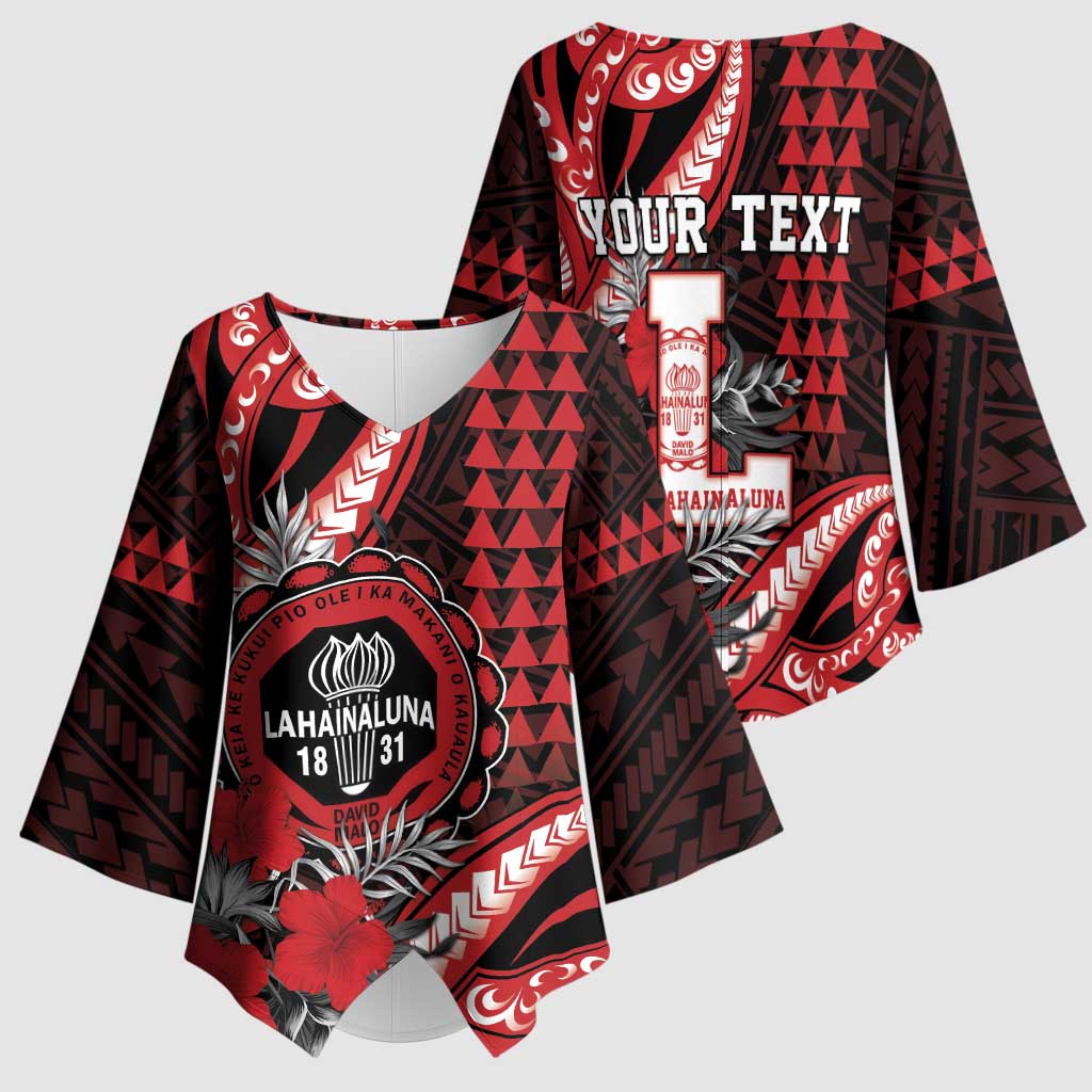Personalized Hawaii Lahainaluna High School Kimono Sleeve Blouse Tribal Tattoo With Hibiscus Flowers