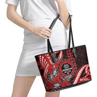 Hawaii Lahainaluna High School Leather Tote Bag Tribal Tattoo With Hibiscus Flowers LT05 - Polynesian Pride