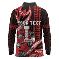 Personalized Hawaii Lahainaluna High School Long Sleeve Polo Shirt Tribal Tattoo With Hibiscus Flowers LT05 - Polynesian Pride