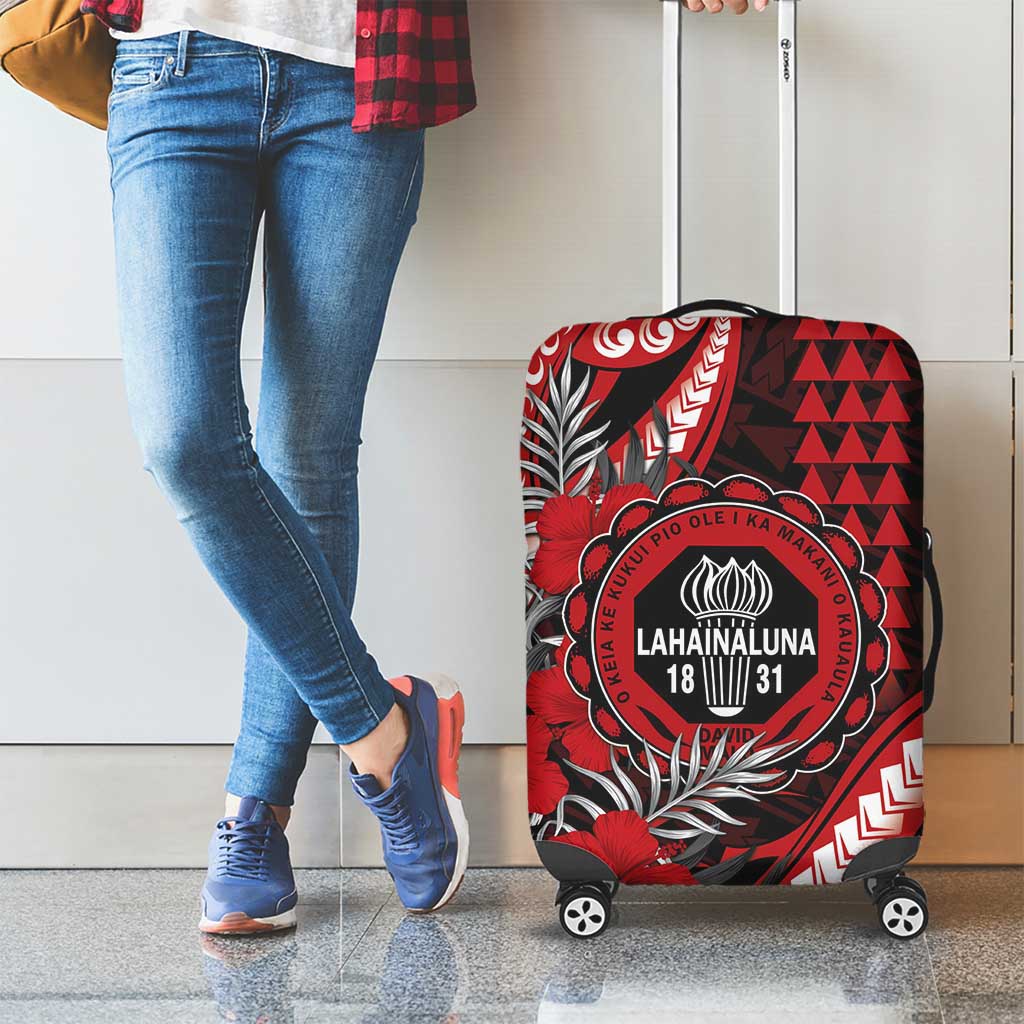 Hawaii Lahainaluna High School Luggage Cover Tribal Tattoo With Hibiscus Flowers LT05 - Polynesian Pride